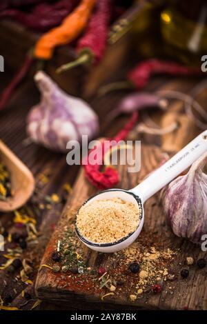 Dried ginger powder on spoon Stock Photo