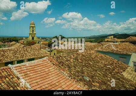 Roof top view over colonial houses in Trinidad,Cuba Stock Photo