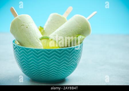 Lime and coconut milk popsicles Stock Photo