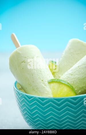 Lime and coconut milk popsicles Stock Photo