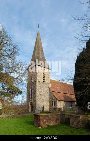 St Johns Church,Ickham,Village,Kent,England.in.Winter Stock Photo