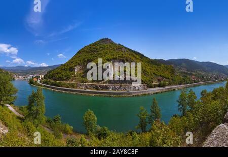 Old Bridge on Drina river in Visegrad - Bosnia and Herzegovina Stock Photo