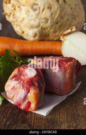 Raw oxtail with ingredients Stock Photo