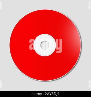 Red CD - DVD mockup template isolated on Grey Stock Photo