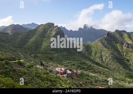 View of the village of Las Portelas Stock Photo