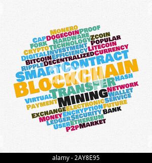 Blockchain wordcloud concept Stock Photo