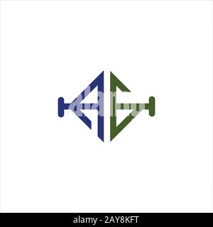 Initial letter ah or ha logo design template Stock Vector