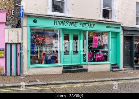 Handsome Freaks secondhand clothing shop in Broad Street, Margate old town. Stock Photo