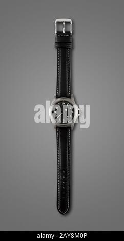Wrist watch isolated on dark grey background Stock Photo