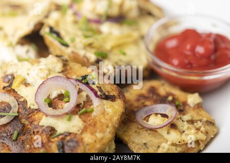 Bavarian dumplings with eggs Stock Photo