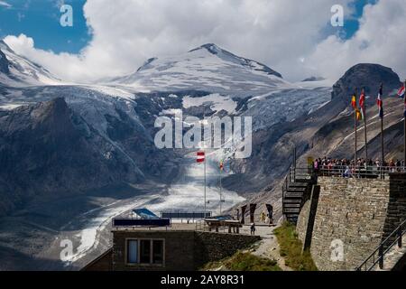 The view of Kaiser Franz Josef on the glacier under the Grossglockner Mountain Stock Photo