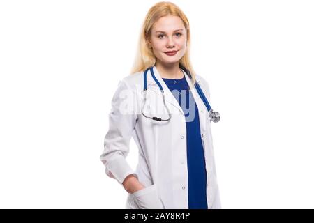 Woman doctor with stethoscope Stock Photo
