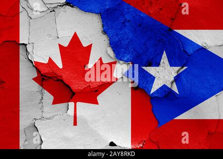 flags of Canada and Puerto Rico Stock Photo