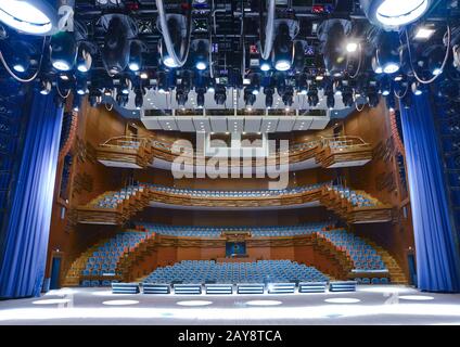 Illuminated empty concert stage Stock Photo