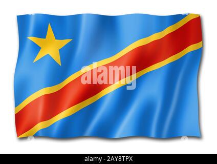 Democratic Republic of the Congo flag isolated on white Stock Photo