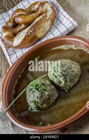 Bavarian liver dumpling soup Stock Photo