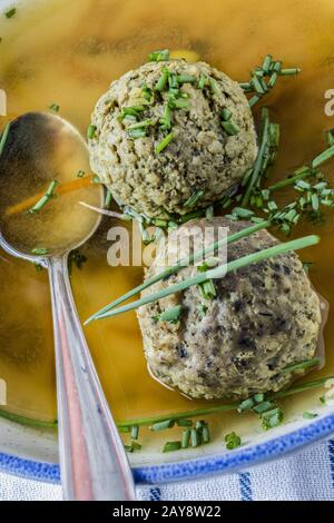 Bavarian liver dumpling soup Stock Photo