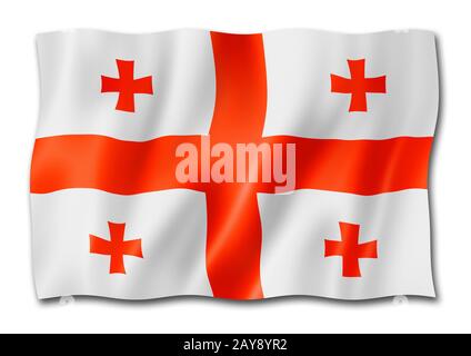 Georgian flag isolated on white Stock Photo
