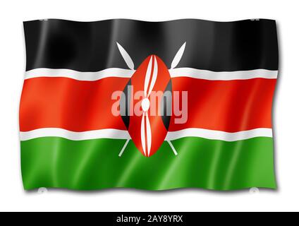 Kenyan flag isolated on white Stock Photo