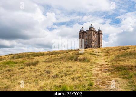 The Cage Tower, National Trust Lyme, in the Peak District, Cheshire, UK Stock Photo