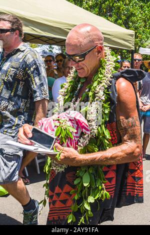 Mo‘okiha O Pi‘ilani: Launch Day Ceremonies: Captain Timi Gilliom Stock Photo