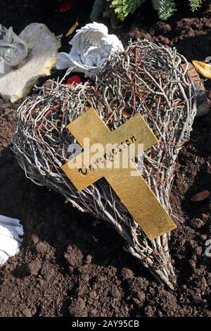 Grave decoration Unforgotten Stock Photo