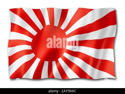 Japanese naval ensign flag isolated on white Stock Photo