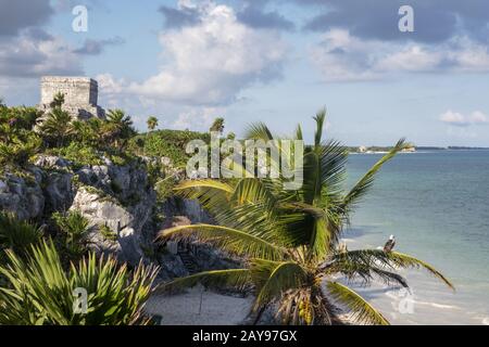 Mayan ruins in Tulum Mexico Stock Photo