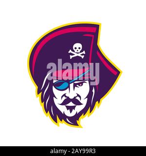 Privateer Pirate Head Mascot Stock Photo