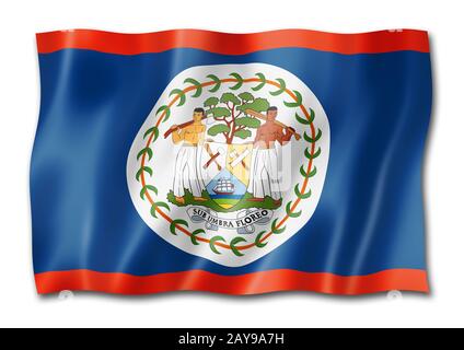 Belize flag isolated on white Stock Photo
