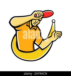 Table Tennis Player Smash Ball Mascot Stock Photo