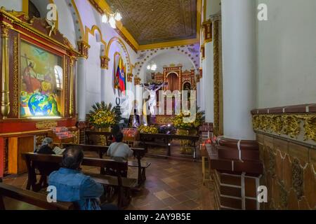 Side chapel of St  John  Baptist church in Pasto Colombia Stock Photo