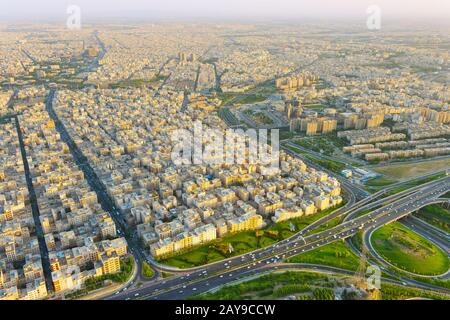 Skyline of Tehran sunset, Iran Stock Photo