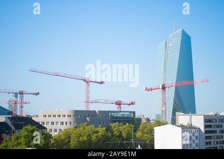 Construction cranes European Central Bank Stock Photo