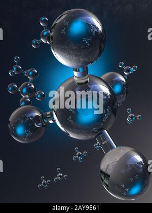 Methane molecule, structure Stock Photo