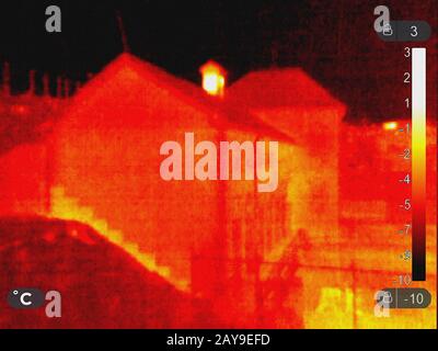 Thermal Image of building Stock Photo