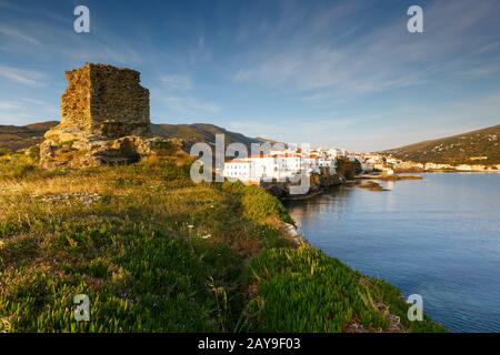 Chora of Andros island early in the morning. Stock Photo