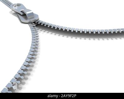 Zipper. Side view. 3D Stock Photo