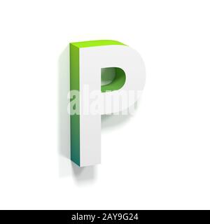 Green gradient and soft shadow letter P Stock Photo