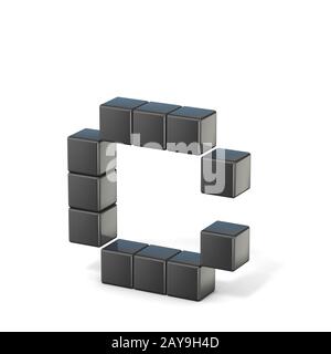 8 bit font. Lowercase letter C. 3D Stock Photo