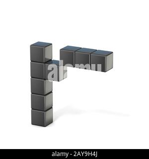 8 bit font. Lowercase letter R. 3D Stock Photo