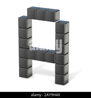 8 bit font. Capital letter A. 3D Stock Photo