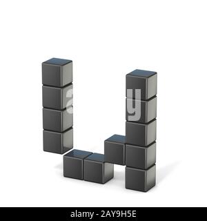 8 bit font. Lowercase letter U. 3D Stock Photo