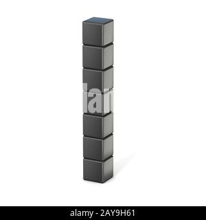 8 bit font. Capital letter I. 3D Stock Photo