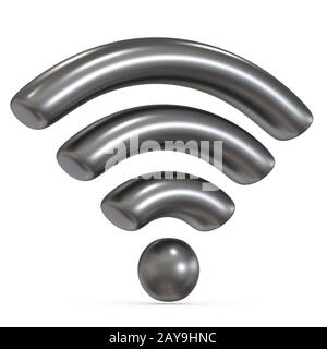 Metal grey WiFi sign 3D Stock Photo