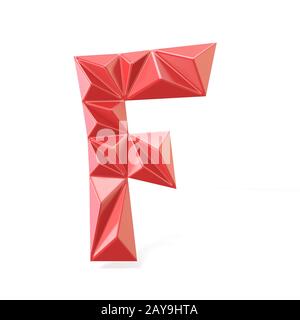 Red modern triangular font letter F. 3D Stock Photo