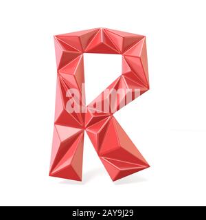 Red modern triangular font letter R. 3D Stock Photo