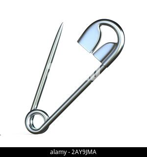 Open safety pin 3D Stock Photo