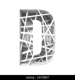 Paper cut out font letter D 3D Stock Photo