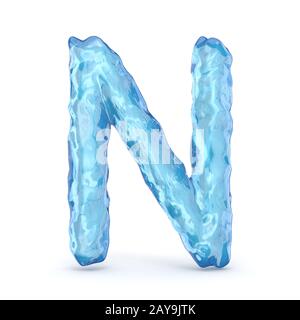 Ice font letter N 3D Stock Photo